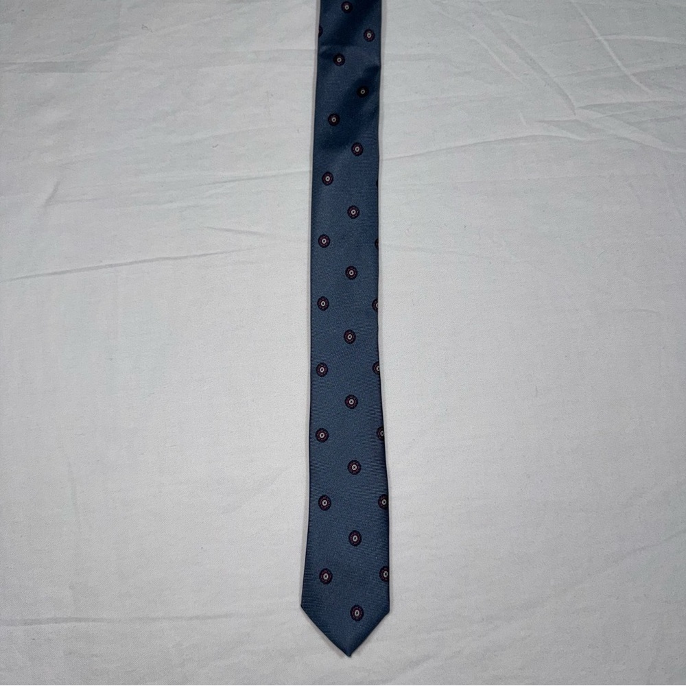 Christian Dior Rare Vintage Tie Blue & White Dot 100% Italian Silk - Picture 6 of 6
